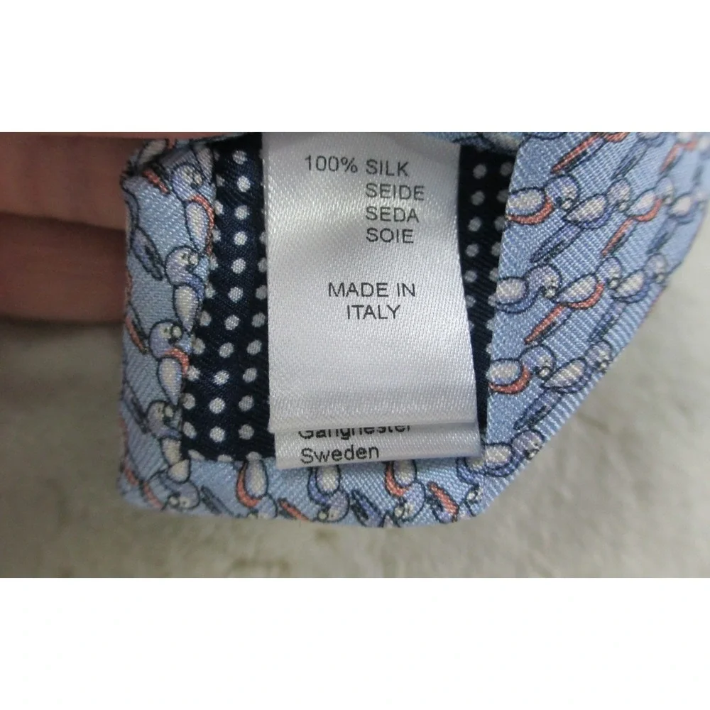 NEW ETON Neck Tie Mens Blue Parrots Silk Made In Italy Casual 04